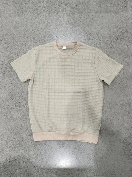 Design Textured Knit Navy T-Shirt - 5
