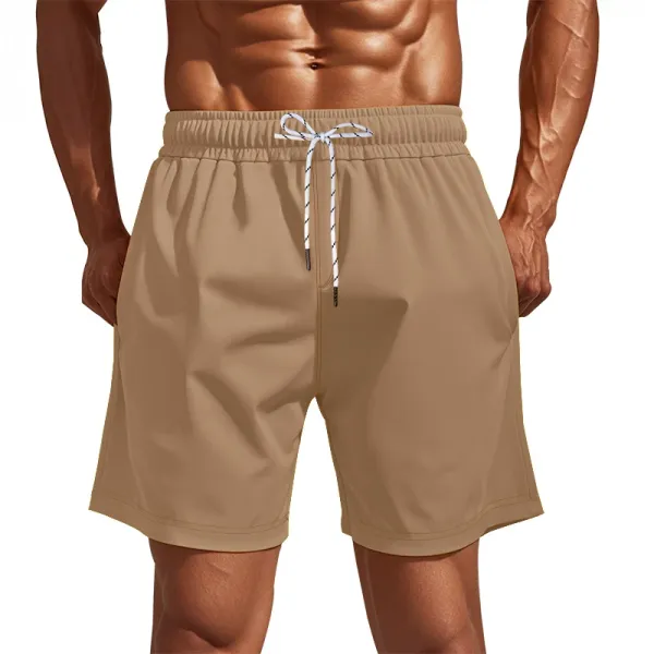 Design Drawstring Waist Shorts Beige Shorts - 34