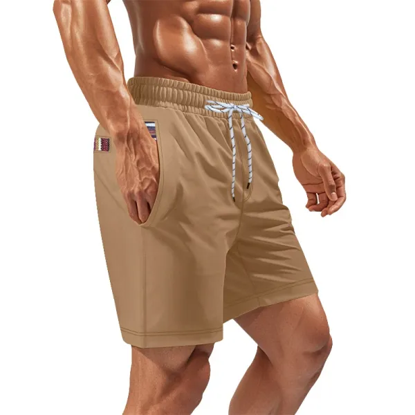 Design Drawstring Waist Shorts Beige Shorts - 36