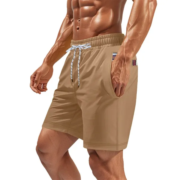 Design Drawstring Waist Shorts Beige Shorts - 37