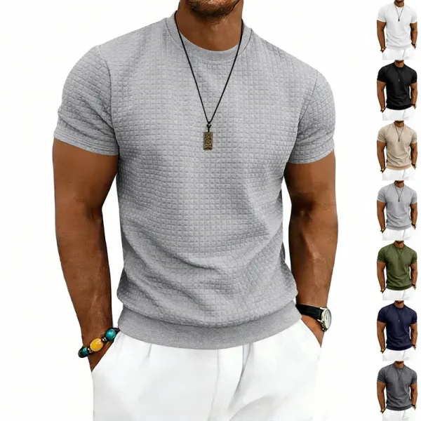 Design Textured Knit Navy T-Shirt - 14