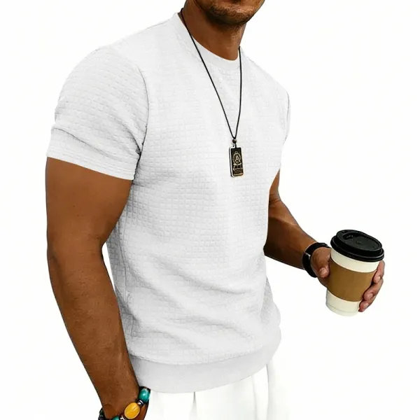 Design Textured Knit Navy T-Shirt - 24