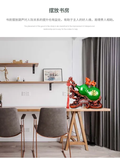 Design Chinese Feng Shui Gourd Ornament with Dragon and Coin Tassel Decor Accessories - 6