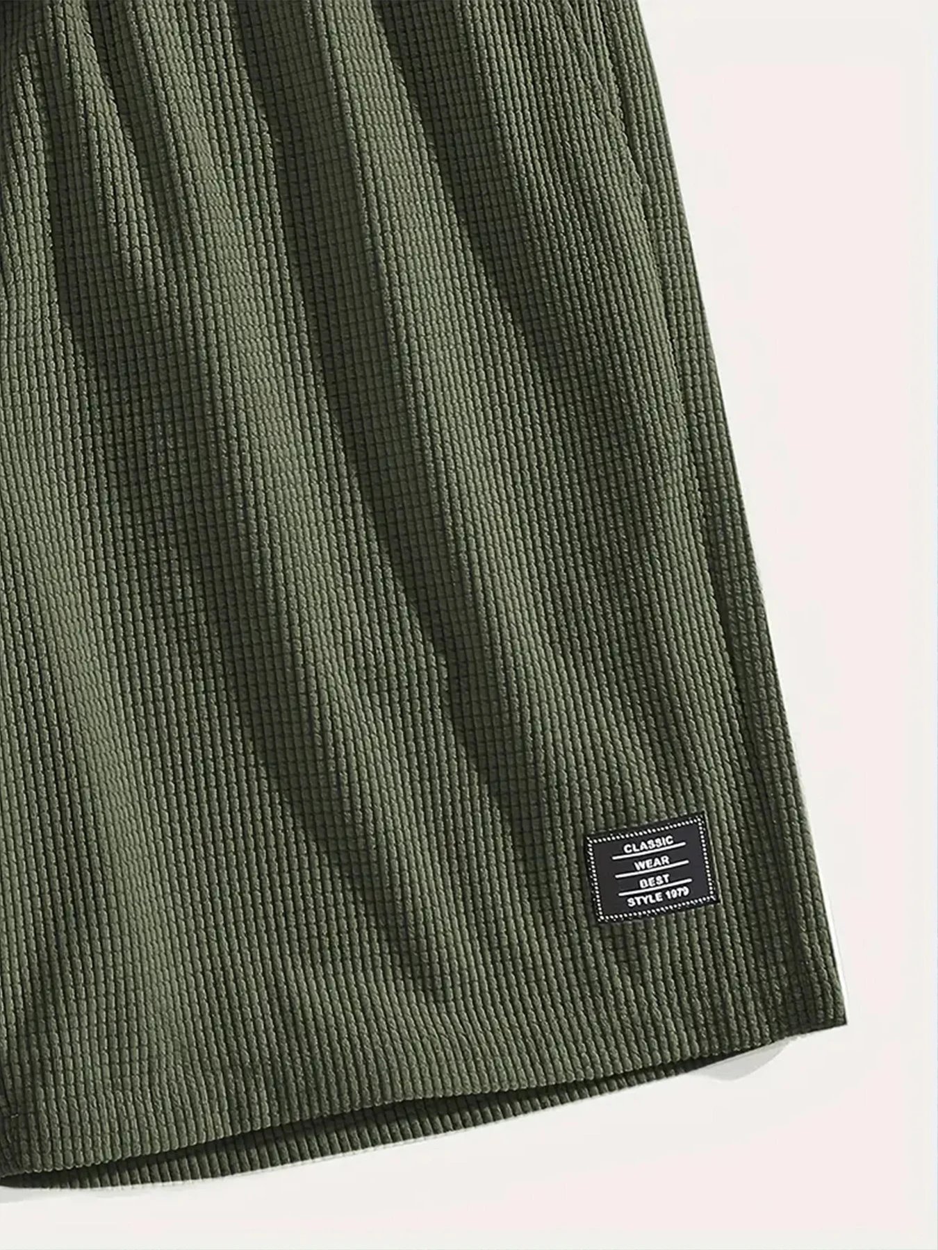 Design Waffle Texture Drawstring Shorts Olive Green Shorts - 25