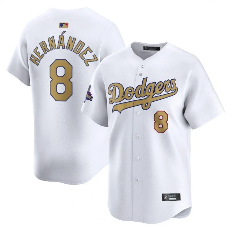 Los Angeles Dodgers Manny Hernández #8 White Gold Alternate Jersey