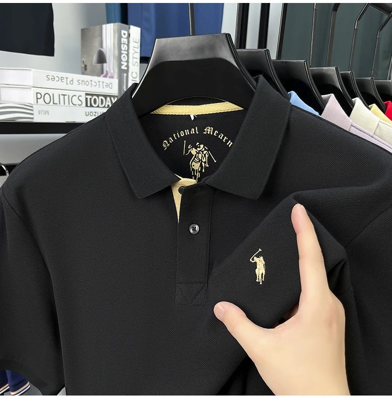 Polo Ralph Lauren Classic Fit Polo Black with Gold Pony Logo Tops Polo - 33