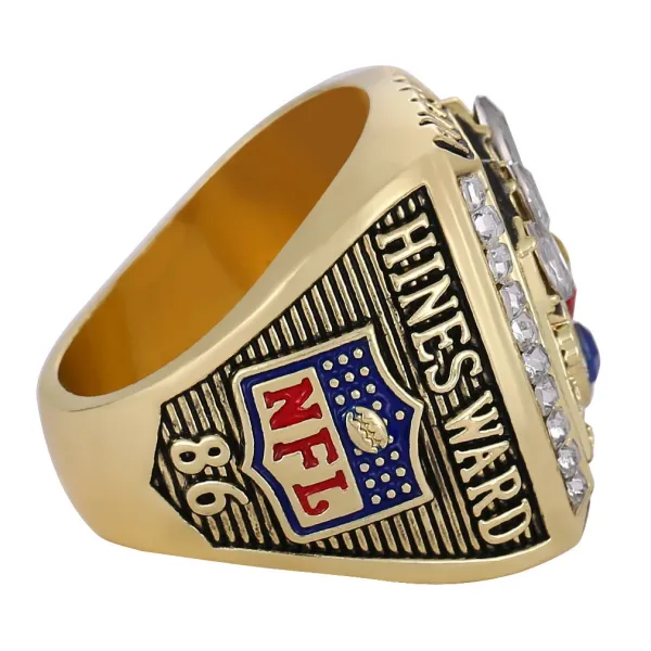 Design Pittsburgh Steelers Super Bowl Championship Ring Silver Black Multicolor Jewelry - 7