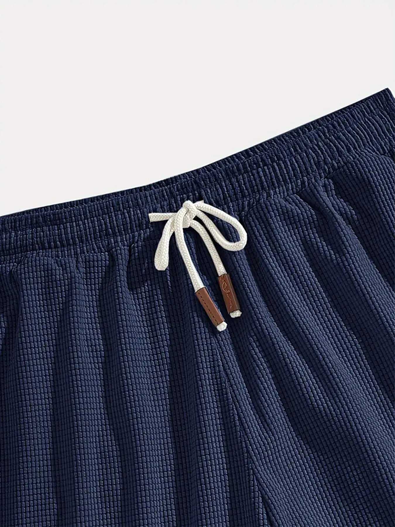 Design Waffle Texture Drawstring Shorts Olive Green Shorts - 36