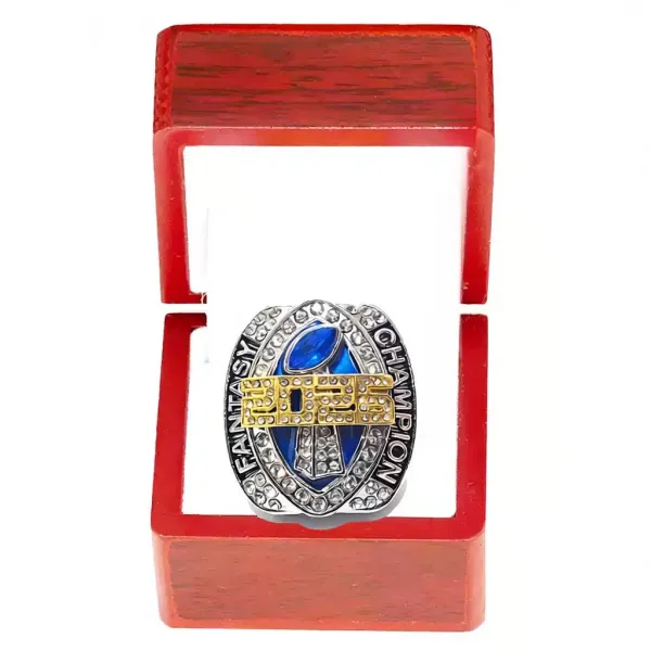 Design Fantasy Football Champion 2025 Ring Silver Blue Gold Jewelry - 2