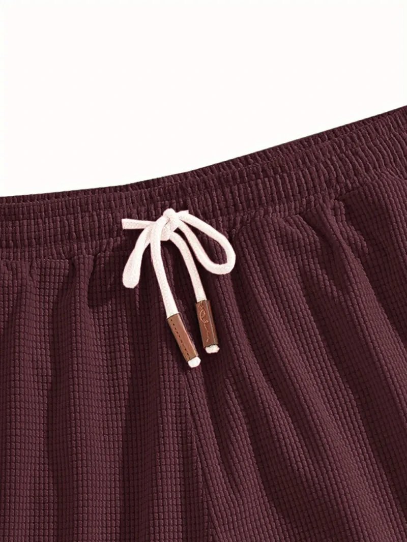 Design Waffle Texture Drawstring Shorts Olive Green Shorts - 40