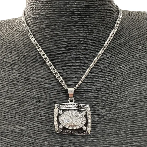 Design Oakland Raiders World Champions Pendant Necklaces Silver Crystal Jewelry - 3