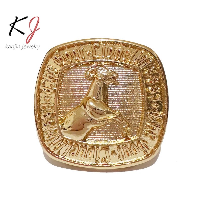 Design Kanjin Jewelry Custom Football Championship Ring Gold Jewelry - 4