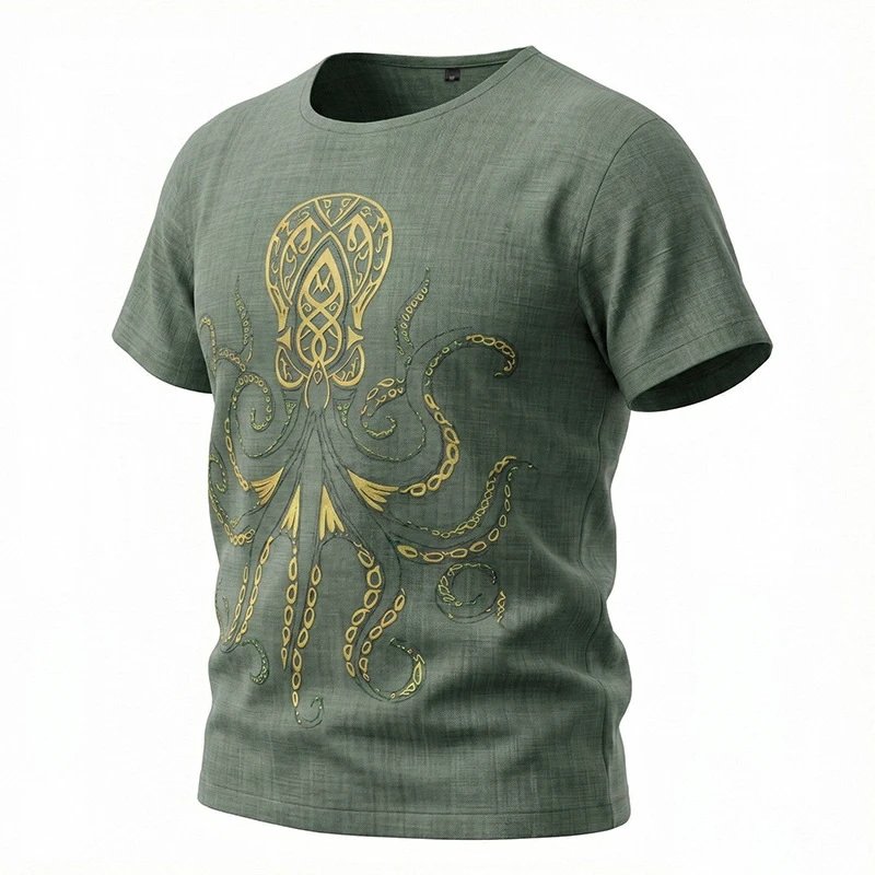Design Octopus Embroidery Dusty Rose T-Shirt - 48