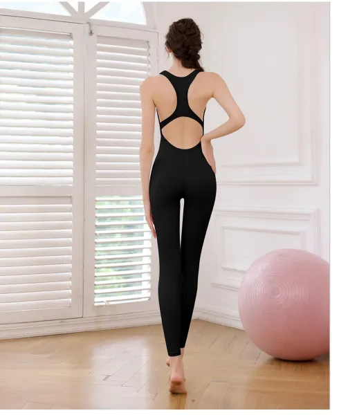 Design Racerback Cutout Bodysuit Black Activewear - 15