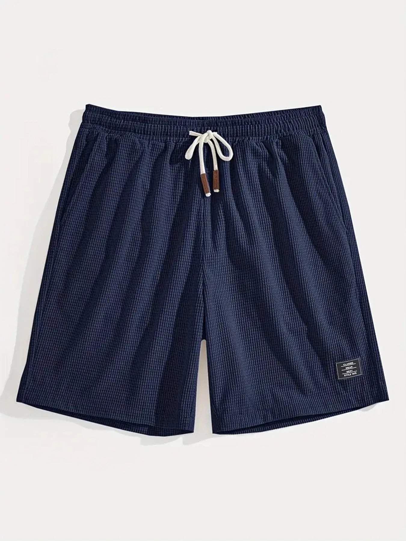 Design Waffle Texture Drawstring Shorts Olive Green Shorts - 35