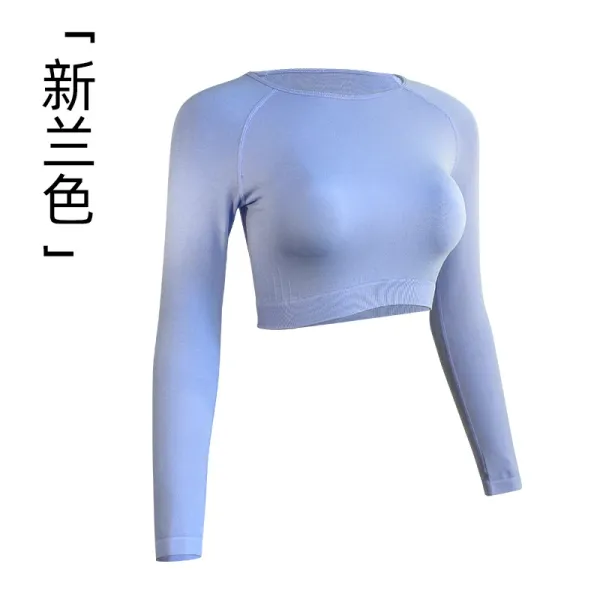 Design Cropped Long-Sleeve Base Layer Top in New Zealand Blue Activewear - 1