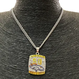 Design Denver Broncos Super Bowl 50 Champions Pendant Necklace Silver Gold Multicolor Jewelry
