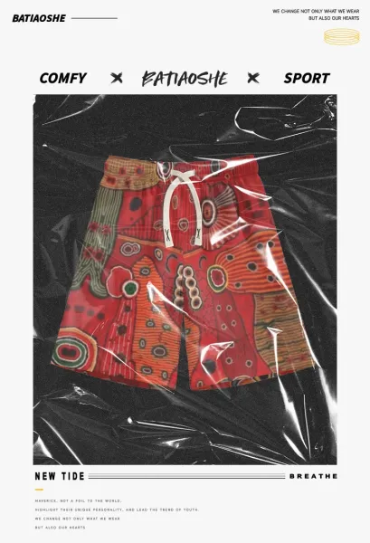 Design Oceanic Aboriginal Print Swim Shorts Multicolor Swimwear - 2