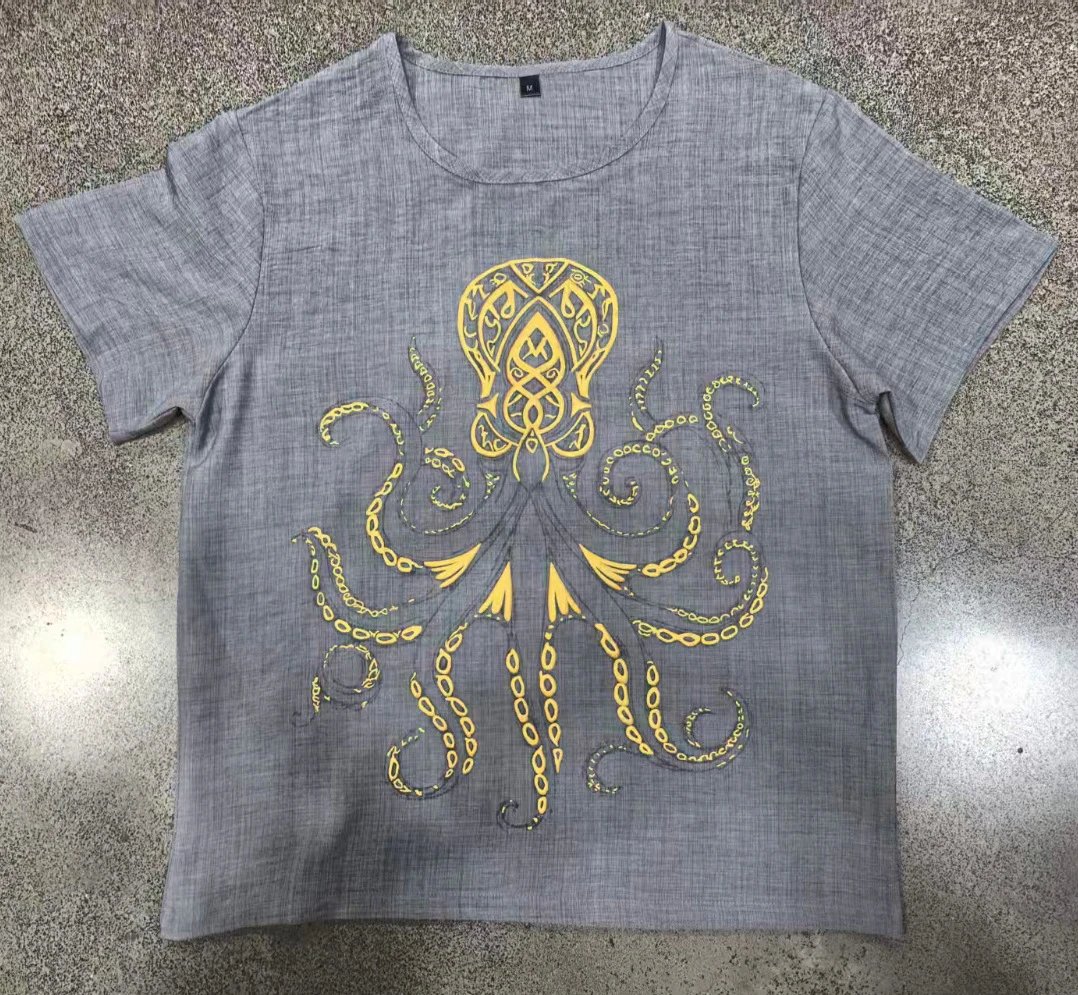 Design Octopus Embroidery Dusty Rose T-Shirt - 73