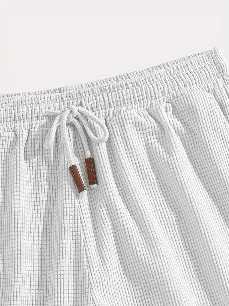 Design Waffle Texture Drawstring Shorts Olive Green Shorts - 48