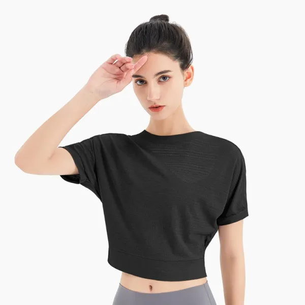 Design Cropped Performance Top Black Activewear - 1