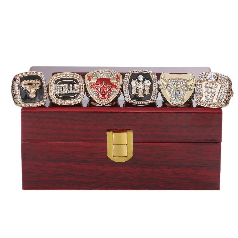 Chicago Bulls Championship Rings Collection Display Set Jewelry - 4