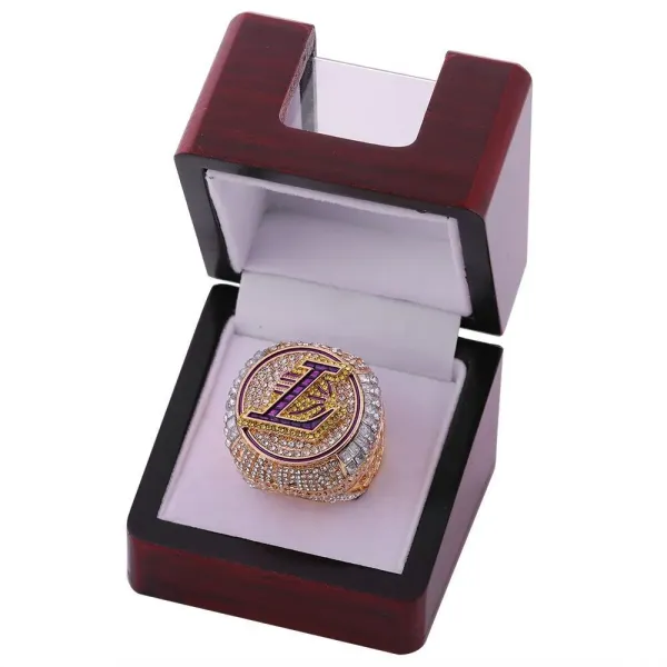 Los Angeles Lakers Championship Ring Gold Purple Yellow Crystal Ring Jewelry - 5