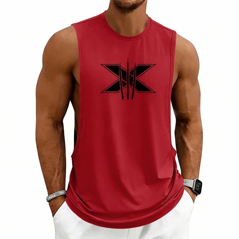 Design Graphic Logo Beige Muscle Tank Top Vest Top - 24
