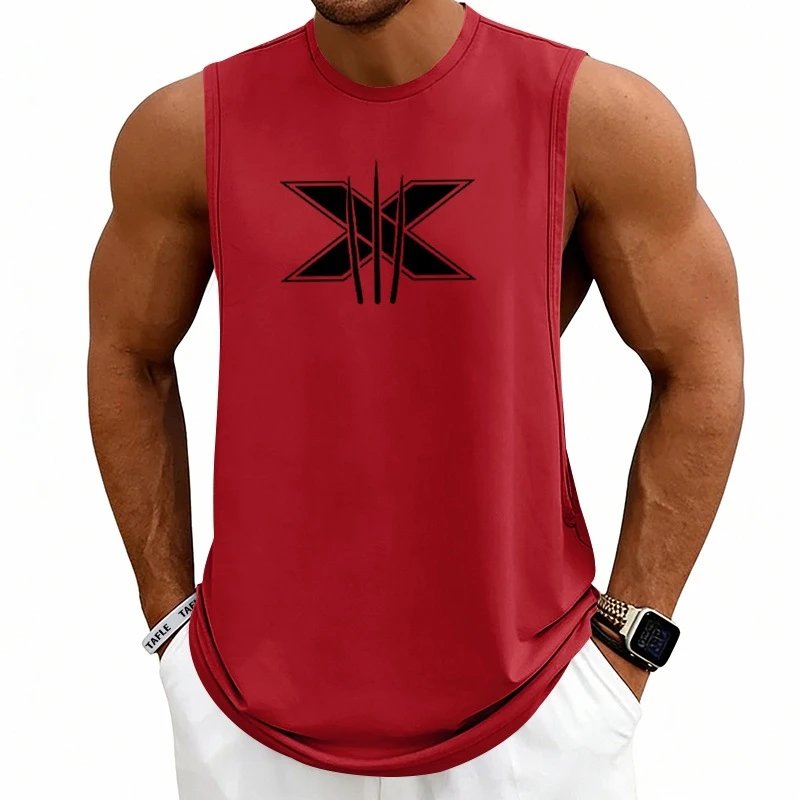 Design Graphic Logo Beige Muscle Tank Top Vest Top - 29