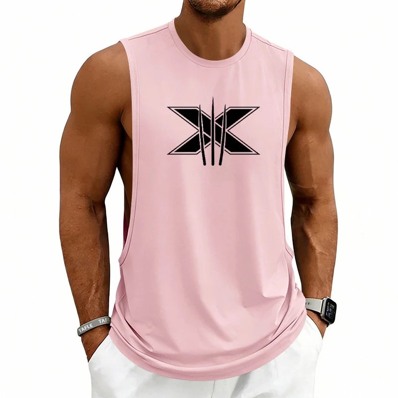 Design Graphic Logo Beige Muscle Tank Top Vest Top - 34