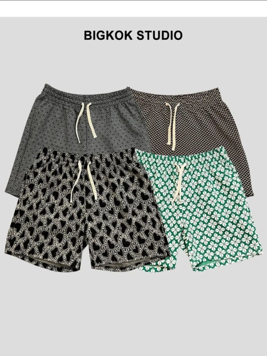 Design BIGKOK STUDIO Herringbone Pattern Drawstring Shorts Multicolor Shorts - 2