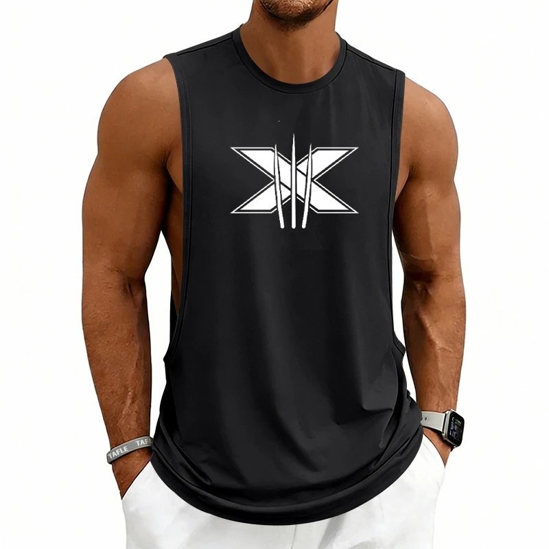 Design Graphic Logo Beige Muscle Tank Top Vest Top - 44