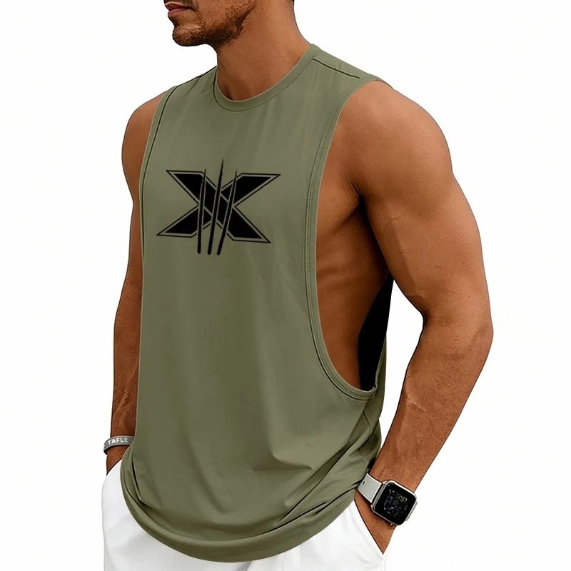 Design Graphic Logo Beige Muscle Tank Top Vest Top - 56