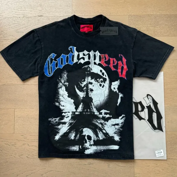 Godspeed Statue of Liberty Sunset Graphic T-Shirt White - 59