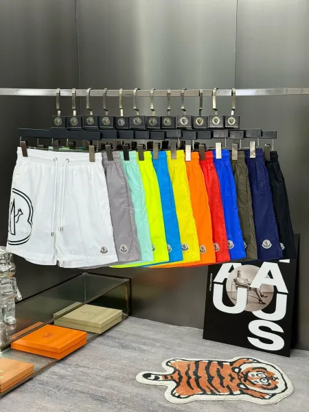 Moncler Logo-Print Light Gray Swim Shorts - 2