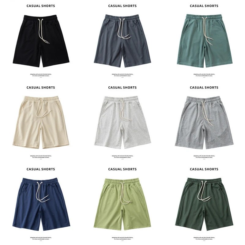 Men's 5-Inch Shorts, Unisex Casual Jogger Sweat Shorts, Trendy Straight-Leg Drawstring Bottoms, Wholesale Hot-Selling Pants