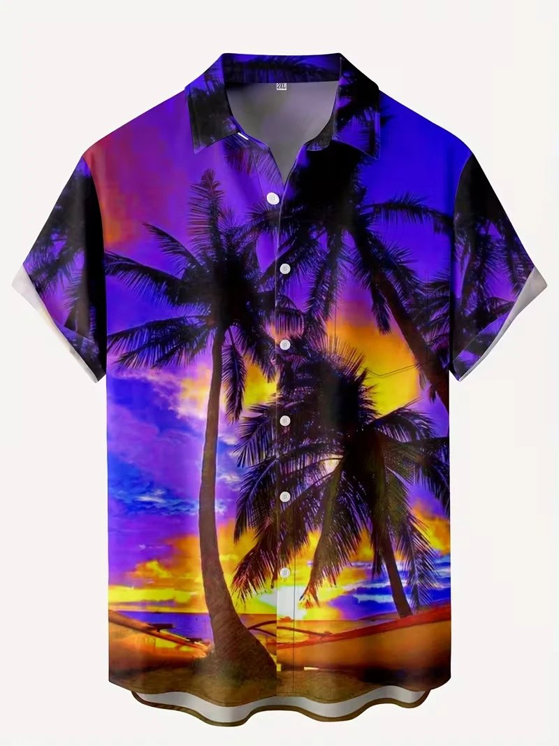 Design Stripe Button-Up Shirt Blue and White - 4