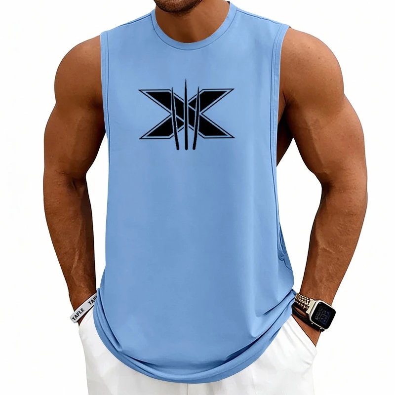 Design Graphic Logo Beige Muscle Tank Top Vest Top - 79