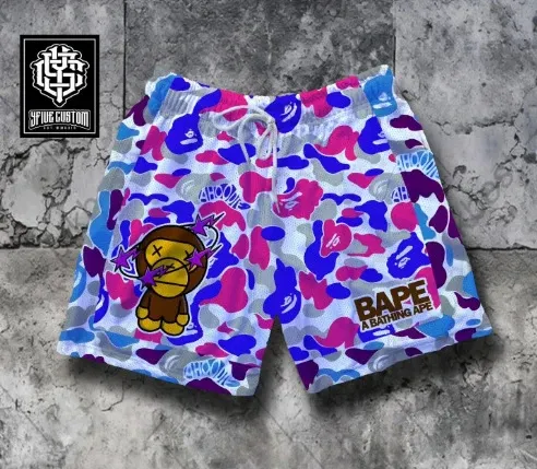 Undefeated x A Bathing Ape Blue Camo Basketball Shorts - 4