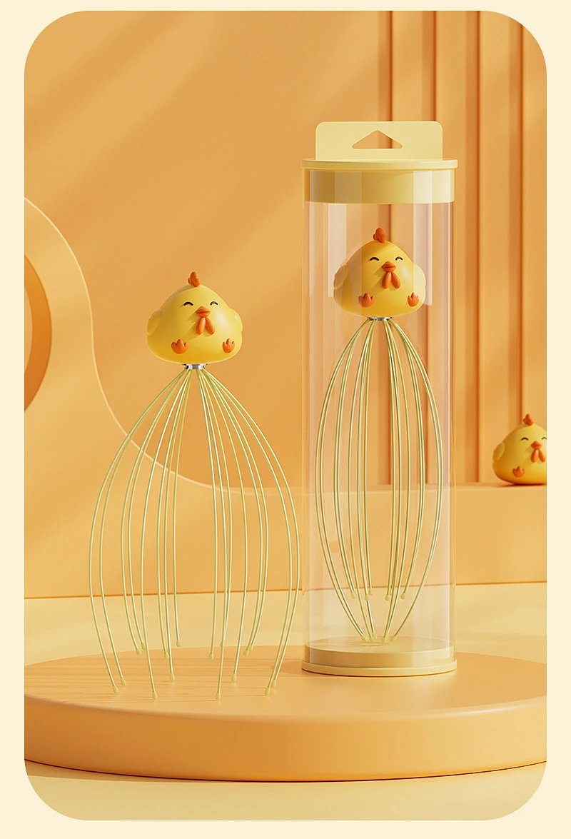 Design Chicken Head Massager Yellow Transparent Packaging Head Massage Tool Electronics - 19