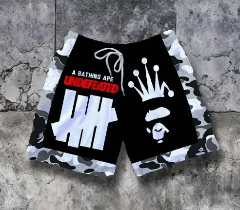 Undefeated x A Bathing Ape Blue Camo Basketball Shorts - 10