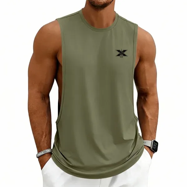 Design X Logo Cut-Out Sleeveless Tank Beige Vest-Top - 54