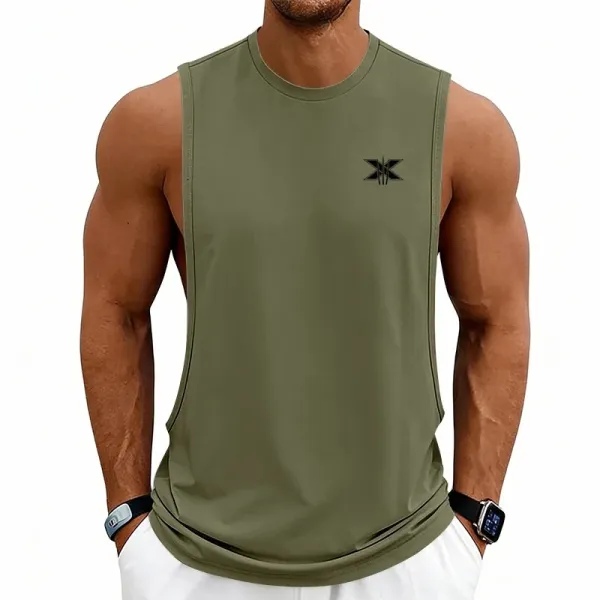 Design X Logo Cut-Out Sleeveless Tank Beige Vest-Top - 58
