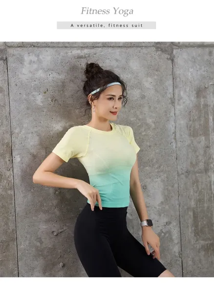 Design Gradient Ombre Crop Top Pink-to-White + Navy High-Waisted Leggings Set Activewear - 30