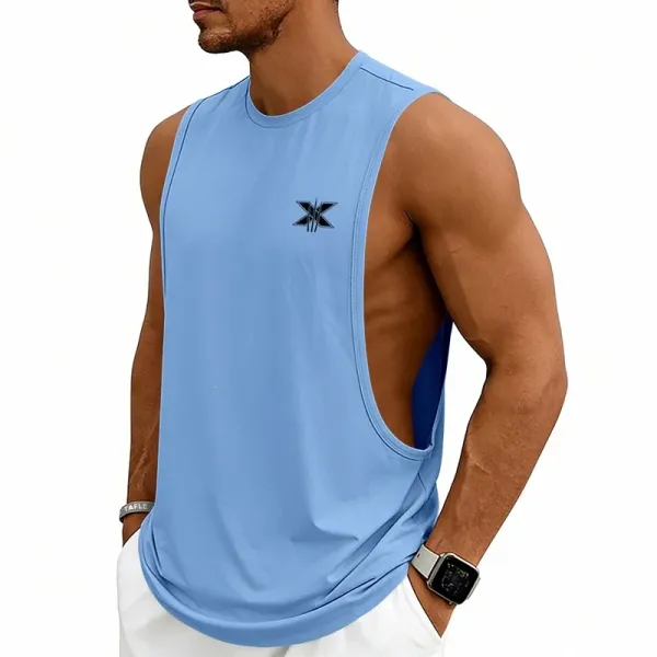 Design X Logo Cut-Out Sleeveless Tank Beige Vest-Top - 76