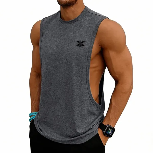 Design X Logo Cut-Out Sleeveless Tank Beige Vest-Top - 85