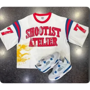 Air Jordan Shootist Atelier x Air Jordan 4 White Blue Red Sneakers Basketball Shoes