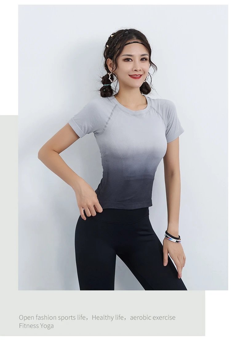Design Gradient Ombre Crop Top Pink-to-White + Navy High-Waisted Leggings Set Activewear - 27