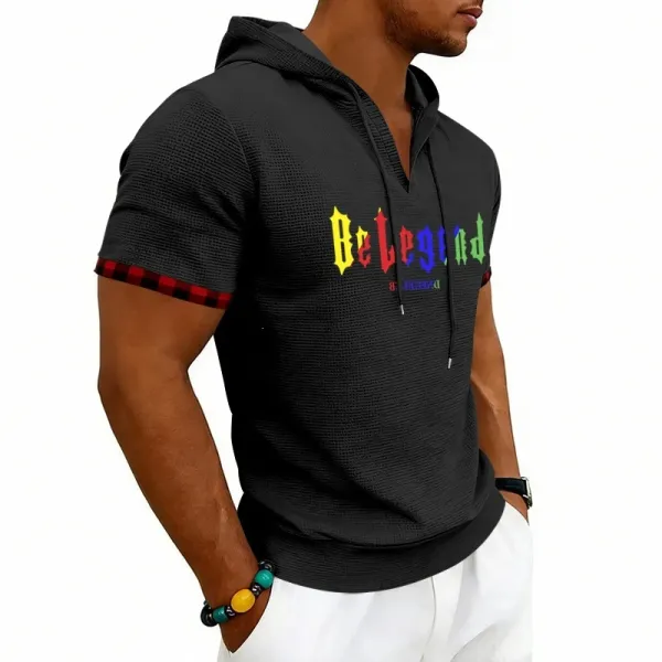 Design Be Legend Rainbow Print Hooded T-Shirt White Hoodie - 17
