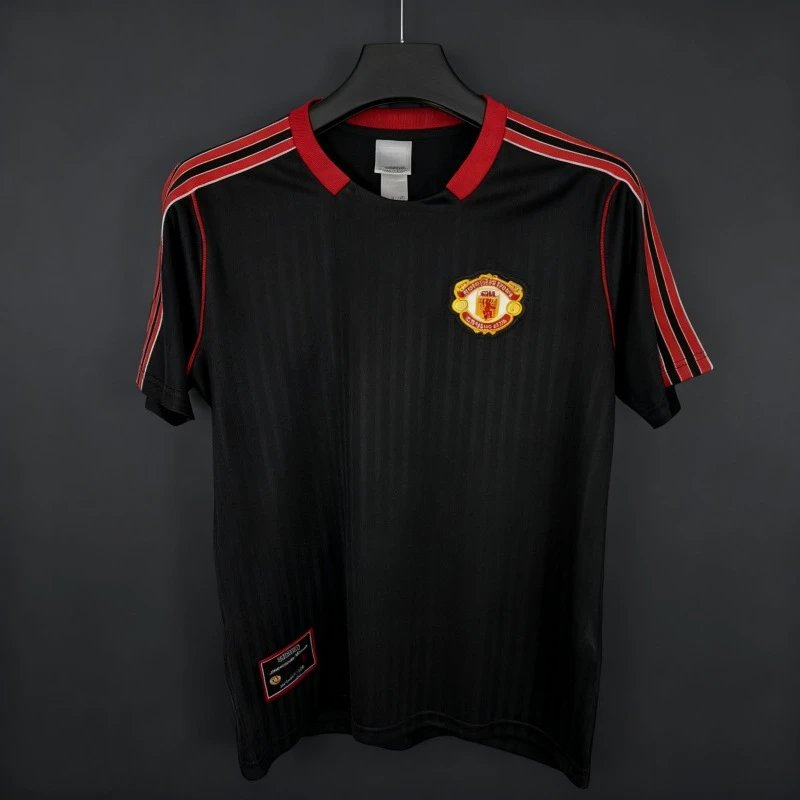Manchester United Black Away Jersey Red Trim Football Shirt